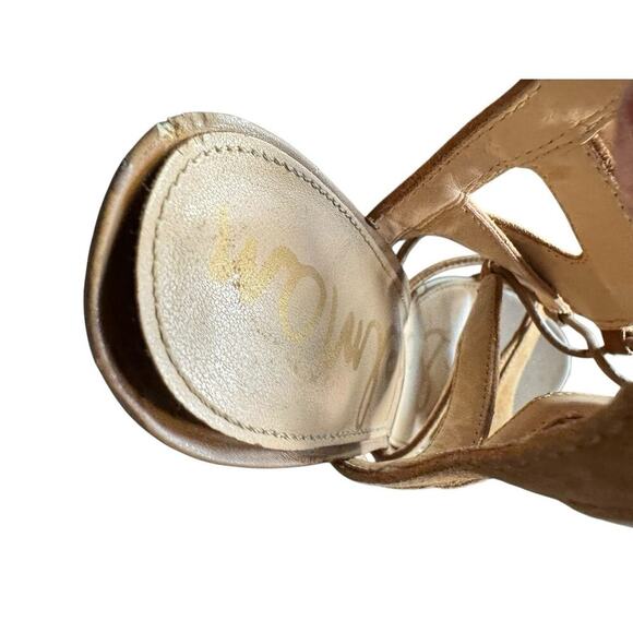 Sam Edelman Yardley Suede Lace-Up Sandals Block Heel Gladiator Tan Size 6.5 - Picture 4 of 8